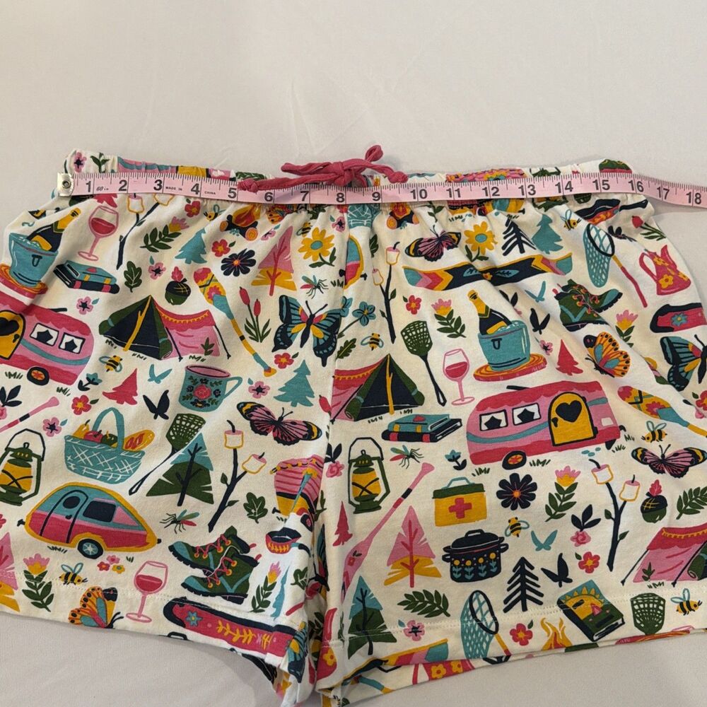 Little Blue House Womens L Pajama Shorts PJ Girly Glamping Sleep Lounge Campcore - Picture 10 of 15